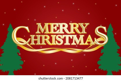 merry christmas everyone snow and trees background with letters and elements