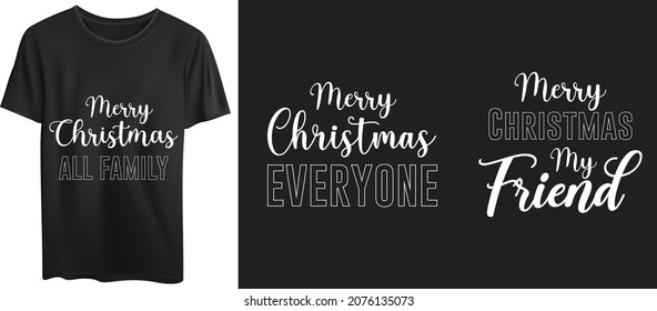 Merry Christmas Everyone, Christmas typography t-shirt design template. Good for t-shirt, mug, gift, and other printing.