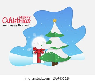 Merry Christmas Everyone, Vintage Background With Typography and Elements
