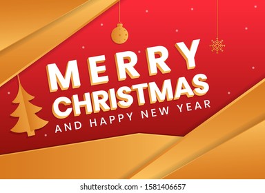Merry Christmas Everyone, Vintage Background With Typography and Elements
