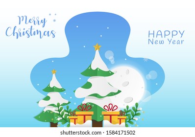 Merry Christmas Everyone, Vintage Background With Typography and Elements