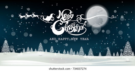 Merry Christmas Everyone, Vintage Background With Blue stage curtain and Elements