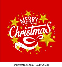 Merry Christmas Everyone, Vintage Background With Typography and Elements with star