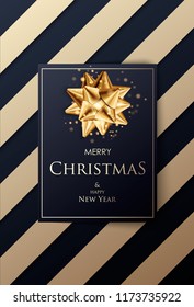 Merry Christmas Everyone, Vintage Christmas Typography Golden Pattern Background. Vector EPS10