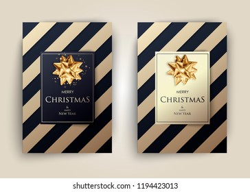 Merry Christmas Everyone, Vintage Christmas Typography Golden Pattern Background. Vector EPS10