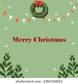 Merry Christmas fair invite card with red and green style.