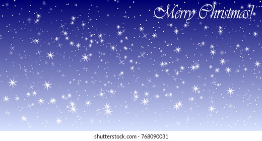 Merry Christmas. Falling snow background. Vector illustration with snowflakes. Starry sky. Eps 10.