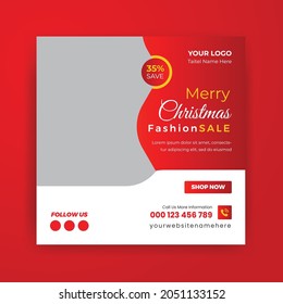 Merry Christmas Fashion Sale Social Media Post Or Square Web banner template Design
