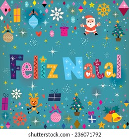 Merry Christmas Feliz Natal - portuguese - Portuguese greeting card