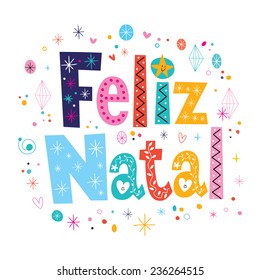 Merry Christmas Feliz Natal - portuguese - Portuguese lettering decorative text