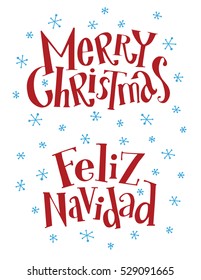 Merry Christmas Feliz Navidad Lettering