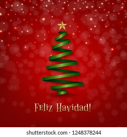 Merry Christmas (Feliz Navidad) Postcard With Gradient Mesh, Vector Illustration
