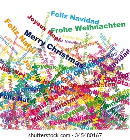 Merry Christmas, Feliz Navidad,Joyeux Noel,Feliz Natal,Frohe Weihnachten, Abstract colorful banner design