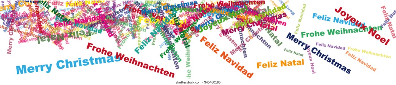 Merry Christmas, Feliz Navidad,Joyeux Noel,Feliz Natal,Frohe Weihnachten, Abstract colorful banner design