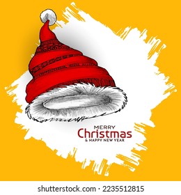Merry Christmas festival background with santa claus cap design vector