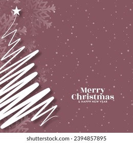 Merry Christmas festival beautiful greeting background with tree design vector