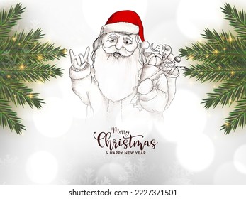 Merry Christmas festival celebration background with happy santa claus vector