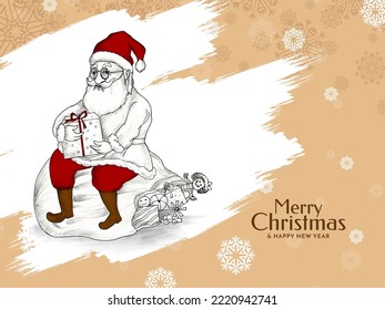 Merry Christmas festival celebration card with santa claus vector