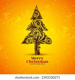 Merry Christmas festival elegant stylish yellow background design vector