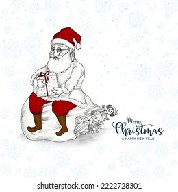 Merry Christmas festival greeting background with santa claus vector