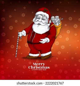 Merry Christmas festival greeting stylish background with santa claus vector