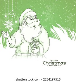 Merry Christmas festival soft green background with santa claus design vector