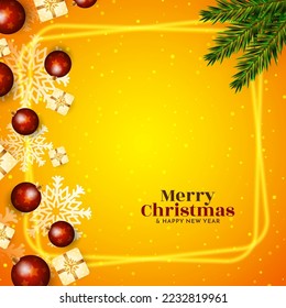 Merry Christmas festival yellow stylish background design vector