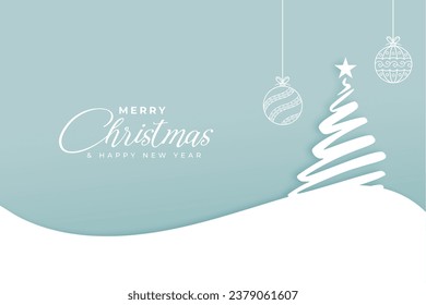 merry christmas festive bauble background with papercut xmas tree vecto