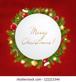 Merry Christmas Festive Card With Gradient Mesh, Vector Illustration