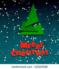 Merry Christmas festive creative card template. Xmas tree symbol vector illustration. Decorative greeting postcard. 