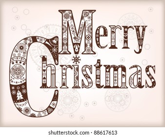 Merry Christmas festive decorative graphic title.
