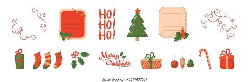 Merry Christmas Festive Elements for Design Vector Set