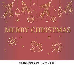 Merry Christmas  festive frame color card vector image