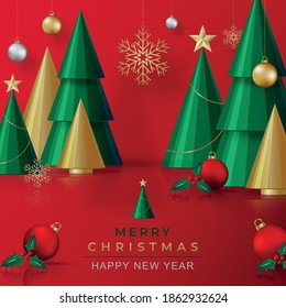 Merry Christmas festive pattern with Christmas balls and snowflakes concept on color background for invitation card, Merry Christmas, Happy new Year, greeting cards, poster or web banner