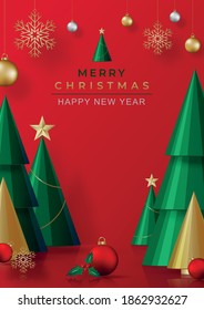 Merry Christmas festive pattern with Christmas balls and snowflakes concept on color background for invitation card, Merry Christmas, Happy new Year, greeting cards, poster or web banner