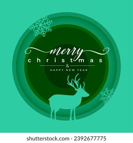 merry christmas festive season background with reindeer design vector