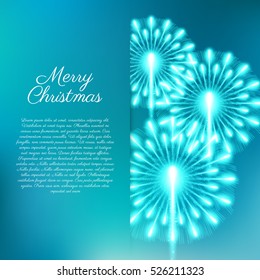 Merry Christmas fireworks. Vector illustration. Beautiful design