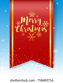 Merry Christmas flag over snowflake