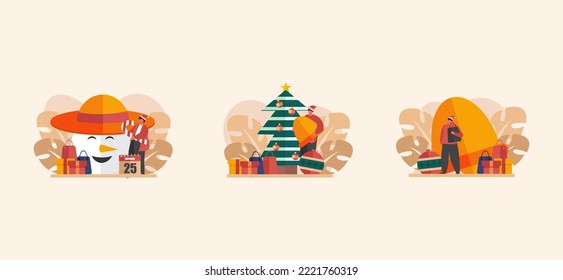 Diseño del paquete plano de navidad de Feliz