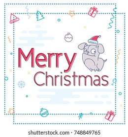 Merry Christmas from the flat design 2018 dog