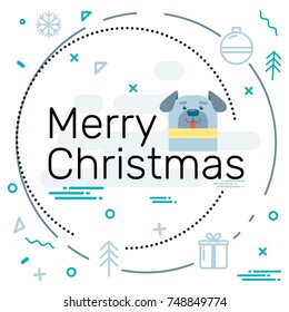 Merry Christmas from the flat design 2018 dog