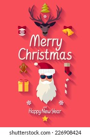 Merry Christmas. Flat design.