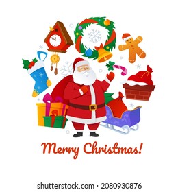 Merry Christmas - flat design style colored banner