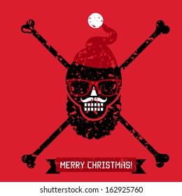 Merry Christmas flat designed skull vector