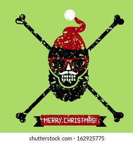 Merry Christmas flat designed skull vector