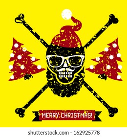 Merry Christmas flat designed skull vector
