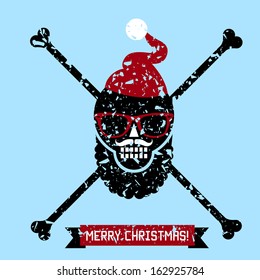 Merry Christmas flat designed skull vector