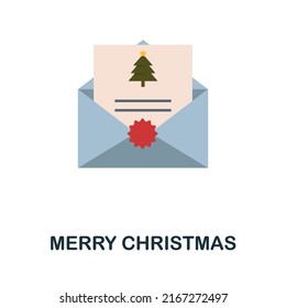 ¡Feliz Navidad! Signo de elemento coloreado de la colección de navidades. Señal de icono de Flat Merry Christmas para diseño web, infografías y más.