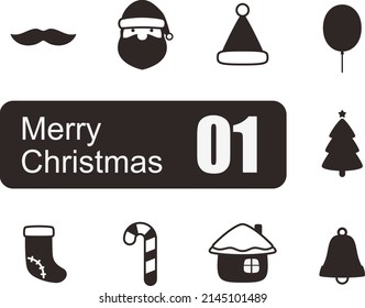 Merry Christmas flat icon set, vector illustration
