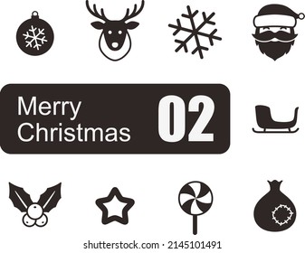 Merry Christmas flat icon set vector illustration